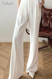 Transparent White Pants For Women High Waist Zipper Pocket Big Large Size Long Wide Leg Navy Blue