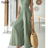 Spring Summer Single Shoulder Suspender Jumpsuit Boho Fashion Casual Holiday Beach Women Clothing Solid Sexy