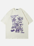 Street Hip Hop Pattern T-shirt Y2K Harajuku Hand Painted Cartoon Print Plus Loose T-shirt 2023 Men's Casual Cotton