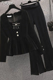 Spring New French Elegant Women's Pants Set Fashion Velvet Coat Trousers Two-piece Set Female Casual Wear Tracksuit