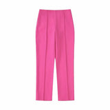2022 Autumn New 2 Pieces Pink Feather Blazer Woman Long Sleeve Feather Women Coats Pencil High Waist Pants Woman
