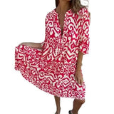 Women's Clothing Spring And Summer New Four-Sided Casual V-Neck Print Folded Lady