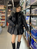 2022 Winter Down Jackets Women Big Fur Collar Warm Parkas Fashion Hooded Puffer Coats Big Pocket Female Padded