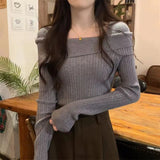 Shoulder Woman Autumn New Bottoming Shirt With A Small Sense Of High-Grade Design Knitting