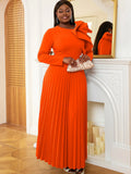 Round Collar Three-Dimensional Decorative Folds Skirt Styling Party Party High Waist Dress
