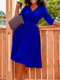 Women's Clothing Autumn 2025 New Solid Color Pressure Folded Strap With Large-Size V-Neck Temperament Elegant African