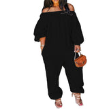 Size S-4xl Jumpsuit Women Elegance Wholesale Off Shoulder Solid Casual Sweet Loose Overalls One Piece Outfits