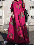 Vintage Print Loose Long Dress For Women Lapel Half Sleeve Loose Waist Maxi Dresses Female 2023 Spring Fashion