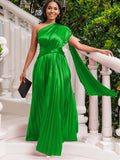 Women's 2025 New One-Shoulder Folded Dress Twill