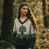 Explosion Autumn And Winter Loose V Collar Blouse Casual Shoulder Women's Coarse Needles And