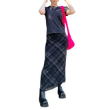 y2k Vintage Skirts Women Plaid Summer Midi Skirt High Waist Students New Arrival Girls Female Stylish Fit Skirt