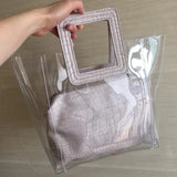 TWOTWINSTYLE Fashion Transparent Woman Hit Color PU Package 2020 Summer Autumn