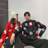 Christmas Red Snowflake Printed Sweater Autumn Winter Woman Sweaters Femme Chandails Pull