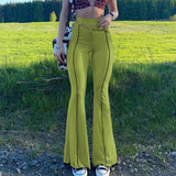 Velvet Flare Pants Vintage Wave Print Y2K 90s Trousers High Waist Streetwear Joggers Women Harajuku Sweatpants 2022