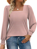 And Autumn 2025 New Striped Side-Laceed Leaf Cuff Bubble Long Sleeve