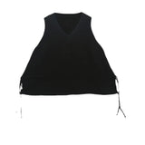 Women Loose Fit Black Brief Knitting Big Size Vest New V-collar Sleeveless Fashion Tide Spring Autumn 2023