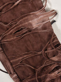 Fashion Women Casual Pant Fringe Lace-up Contract Color Slim Designer Floor-length Boot Cut Female Summer 2023 New