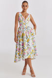Summer New Body-Body Sling Dress Fashion Print V-Neck Temperament