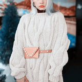 Women Sweater 2021 Autumn Winter Loose Oversized Warm Twist Knitted Pullovers Fashion Solid Causal Tops Knitwear Sweet