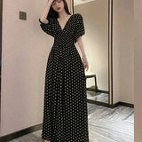 Jumpsuits Woman Dolka Pot High Waist V-neck Chiffon Loose Skinny Elegant