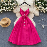 Luxury Thousand Gold Wind High-End Sling Dress Women's Summer Folding Waist Thin Design Geese Temperament