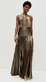 Women's Metallic Metallic Folding Fork With Hanging Neck Dress Sleeveless Back
