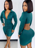Green Sexy Cut Out Back Ruched Tight Club