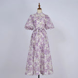 Court Style High Design Feeling Heavy Industry Nail Drill Short Sleeve Single Buckle Dress +