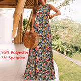 Celmia Summer Bohemian Floral Print Maxi Dress 2022 Women Sundress Sexy Sleeveless Casual Loose Party Beach Vestidos