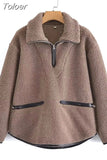 MODA 2023 Autumn Winter Women Oversized Warm Faux Fleece Jacket Coat Ladies Vintage Fleece Zipper Outerwear Female Chic