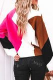 Block Mock Neck Ribbed Trim