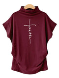 Summer Short Sleeve T Shirt Women Faith Cross Printed Oversized Women Tshirt Streetwear Casual Tops Tee Shirt