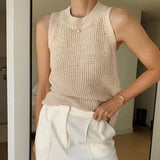 Summer T Shirt Women T-Shirt Woman Clothes Female Tops Sleeveless Tank Women's Tube Top Knit Canale Sexy Y2k Cropped Hollow