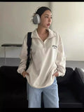 Women's Casual Half-Zip Embroidery Loose Long-Sleeved