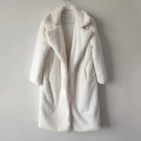 Ladies Faux Leather Long Coats Femme Pockets Soft Mink Fur Women Trendy Street Style Loose Short Outwear