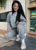 Casual Plain Long Sleeve Loose Sweatshirt And Matching Pants Two Piece