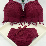 Sale Women Underwear Set Cotton Bra Panty Set Brand Embroidery Tassel Sexy Lingerie Brassiere Sets Push Up bra brief