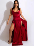 Sexy Backless High Slit Halter Long Evening