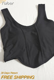 Cotton Women Solid Tank Tops With Bra Pad Y2K Crop Tops Knitted Irregular Hem Camis For Women Motion Tops