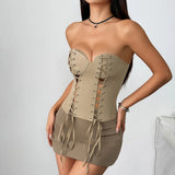 Lotus Side Splicing Temperament Slings Fish Bone Waist Vest