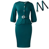 New Elegant Elastic Body Repair Collared High-Waisted Temperament With Hips Solid-Colored
