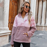 Winter Plus Size S-Xl Women Coat Long Sleeve Plush Warm Jacket Ladies Hooded Zipper Patchwork Outdoor Casual Females