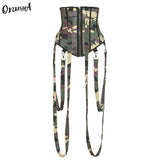 Puss Skinny Camouflage Colorful Cotton Women Sling Corset Top Sleeveless Zipper Sexy Tank Party Streetwear Fitness