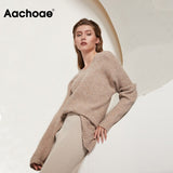 Casual Loose Knit Sweater Women V Neck Stripe Pullover Tops Batwing Long Sleeve Solid Lady Sweaters Jumper Pulls