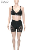 Black Lace Patchwork 2 Piece Club Outfits Female Festival Clothes Spaghetti Strap Backless Crop Top and Skinny