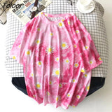Sleeve T-shirts Women Tie-dye O-neck Chic Hot Sale Unisex Tees Teens Schoolgirls Harajuku High Street Ulzzang Tops