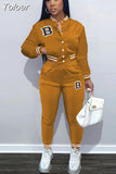 & Biker Letter Print Women's Sets Jogging Suits for Women Long Sleeve Button Up Baseball Coat and Sportswear Pant