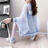 Summer Harajuku Sun Protection Coat Long Sleeve Transparent Jacket Gradient Sequin Female Jacket Women Feminine