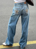 Retro Leoparden Print Stern Boyfriend