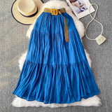 Half-Dress Women's Dress 2025 Summer Small Medium Long Leisure High-Rise Thin Thong Ponve Cake